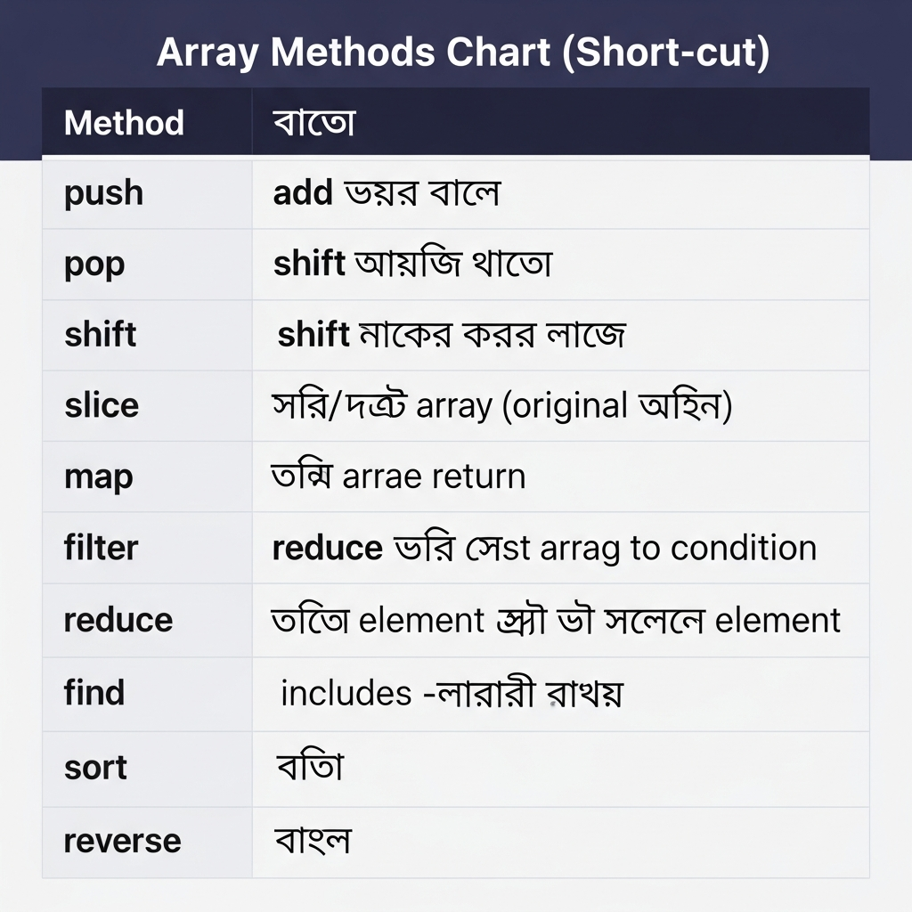 Array Methods Chart (Short-cut)